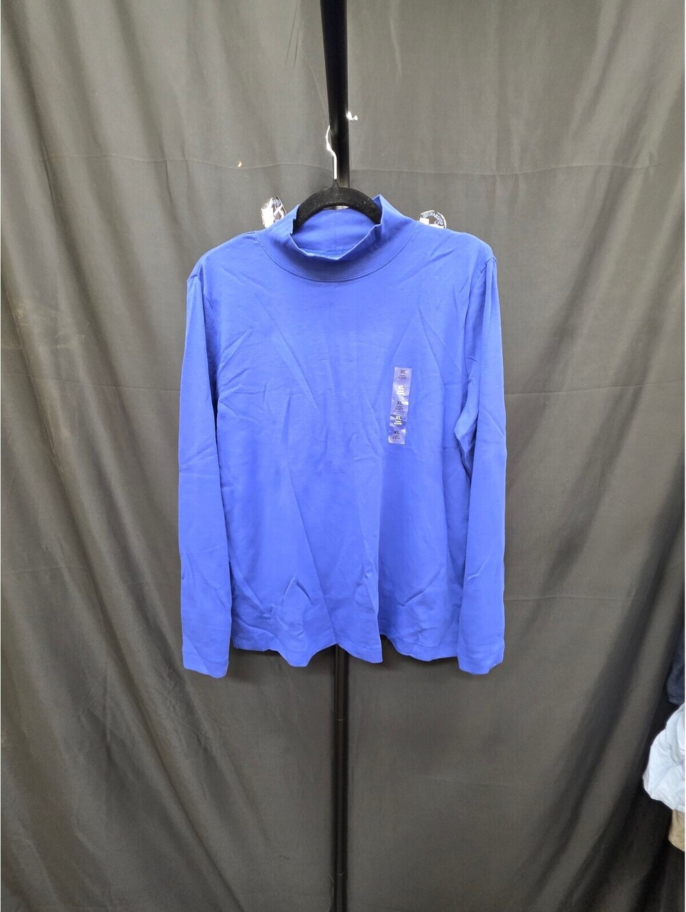 STYLE & CO COTTON MOCK‑NECK LONG‑SLEEVE TOP JAZZY BLUE SIZE XL